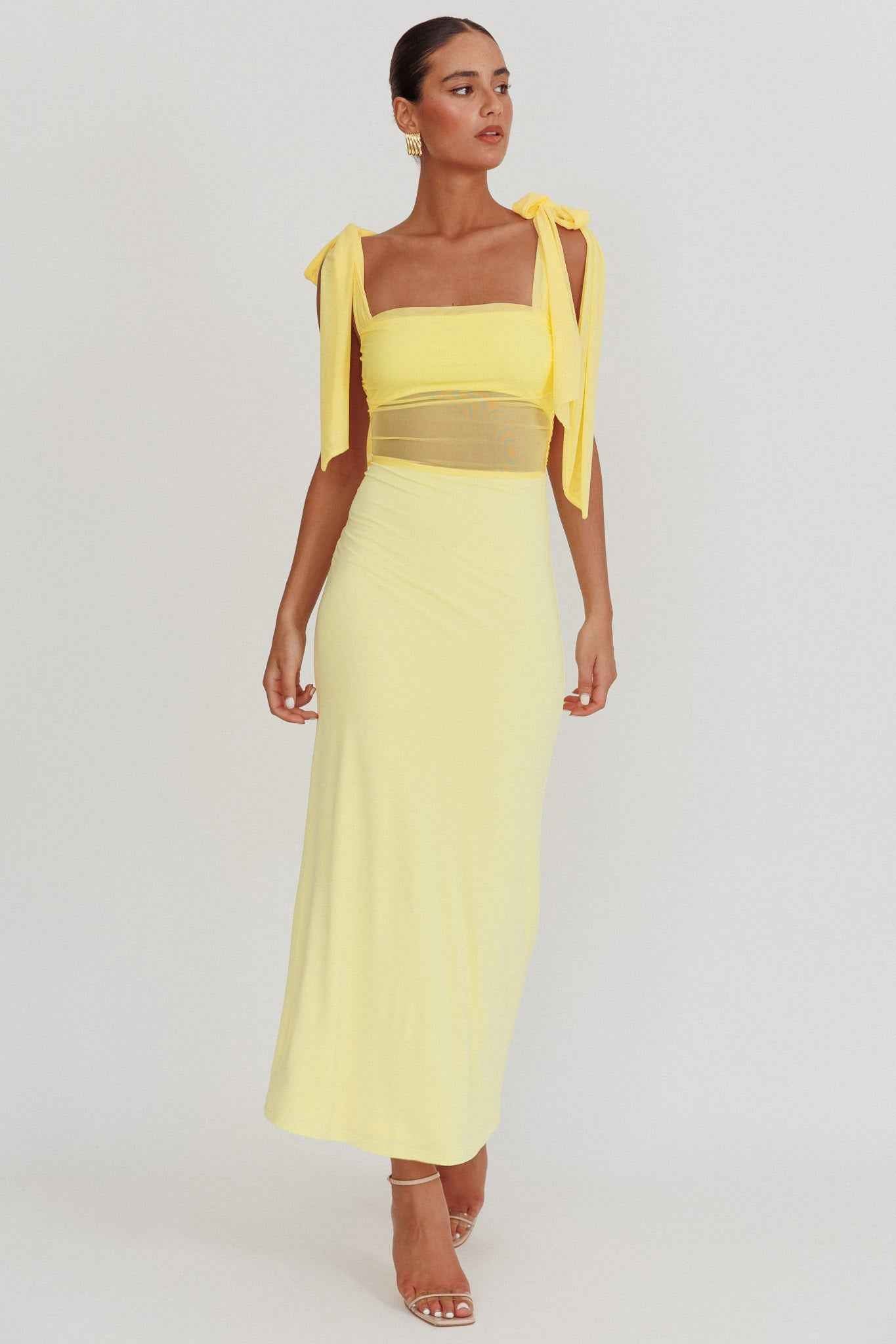MESH FITTED MAXI FORMAL PARTY DRESS