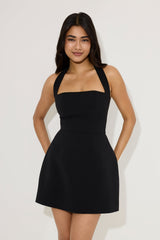 Odd Muse Halterneck Fitted Mini Summer Dress - Black