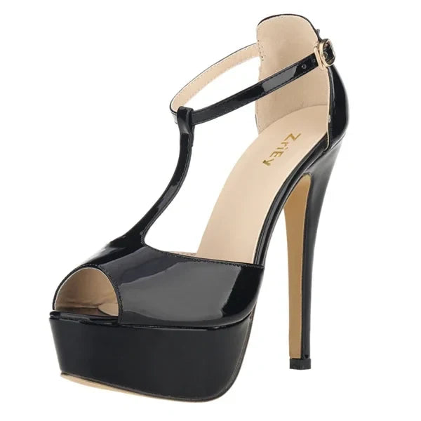 Peep Toe Ankle Strap Stilettos Pumps