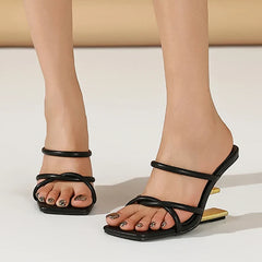 Chic Metal Fretwork Wedges Slippers