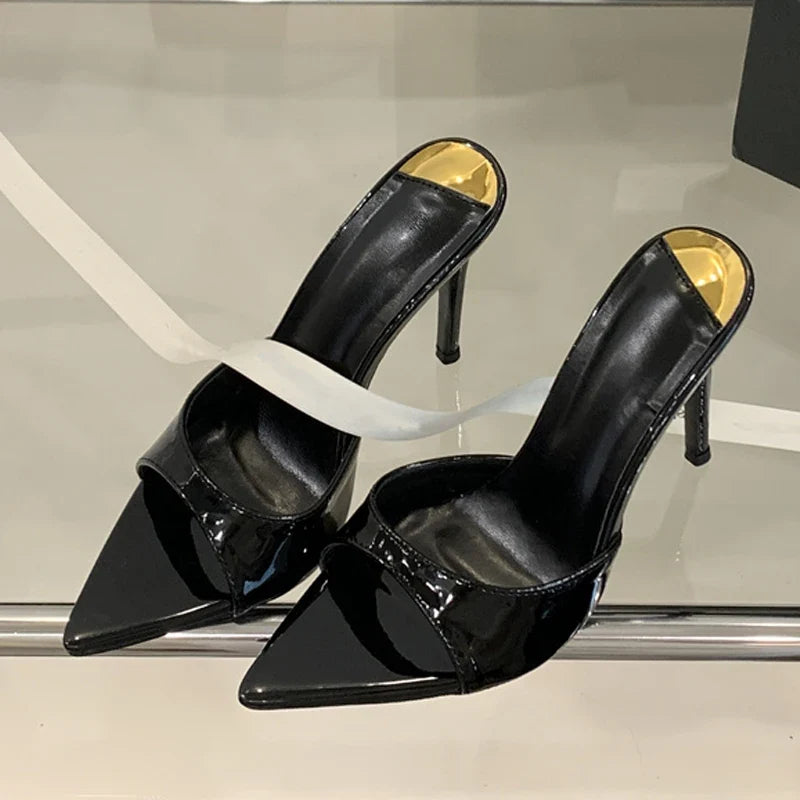 Summer White Patent Leather Women Slippers Sandals