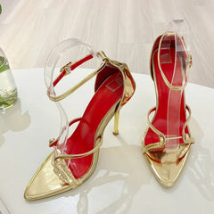 Sexy Gold Silver Ankle Cover Strap Sandals