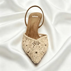 Luxury Embroidered Woven Slingback Heels
