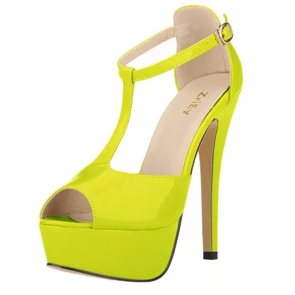 Peep Toe Ankle Strap Stilettos Pumps