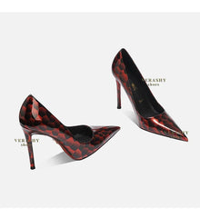 Stone leopard print pointed high-heeled shoes for women