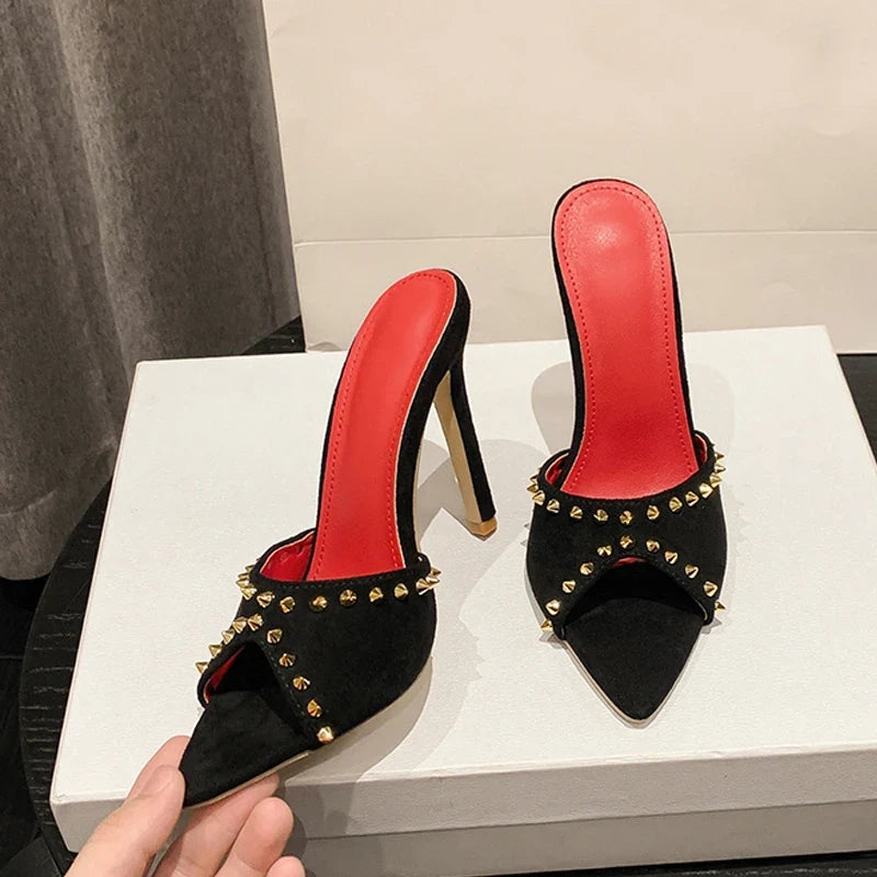 Summer Metal Rivet Designer High Heels