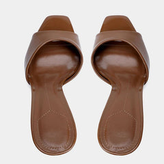 Brown Patent Leather Women Slippers Sandal