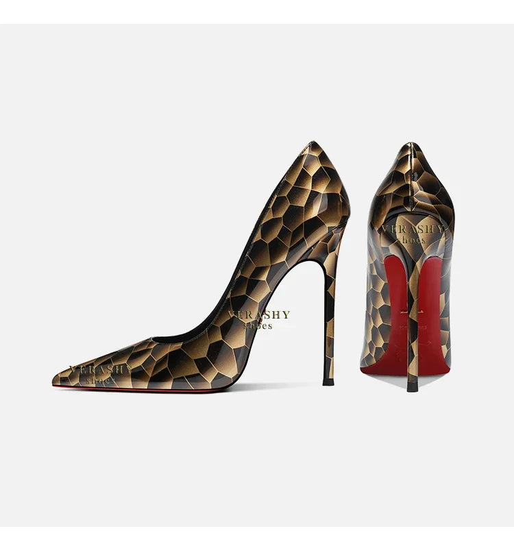 Stone leopard print pointed high-heeled shoes for women