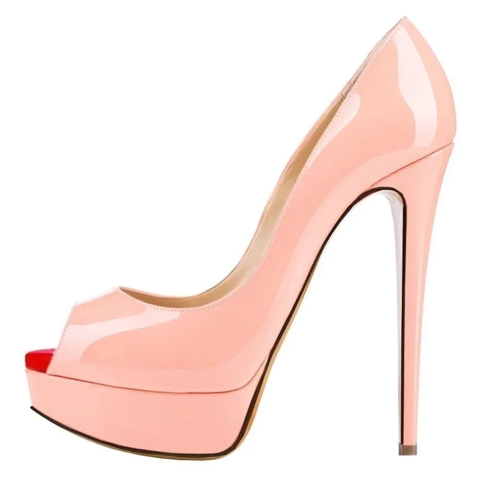 Platform Peep Toe 14cm Extremely Thin High Heels