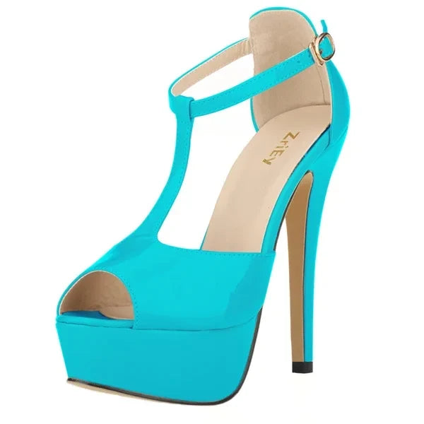 Peep Toe Ankle Strap Stilettos Pumps