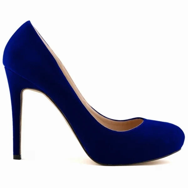Women Stilettos Pumps Sexy 11cm Round Toe Velvet High Heels