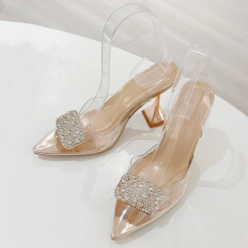 Summer Crystal Rhinestone Buckle Women Pumps