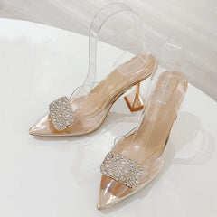 Summer Crystal Rhinestone Buckle Women Pumps