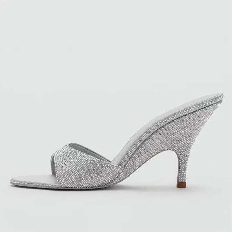 Slope Shape Thin Heels Slippers