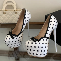 Runway Polka Dot Silk Platform Pumps