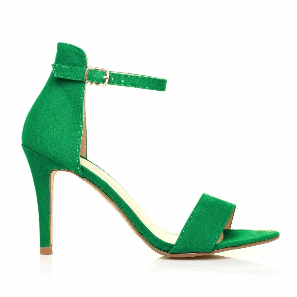 9cm Mid Thin Heel Summer Open Toe Ankle Strap High Heels