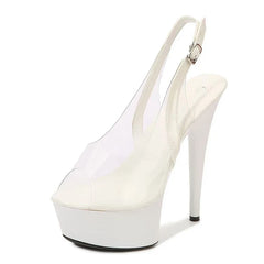 PVC Transparent Women Back Buckle Strap Sandals