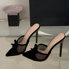 Street Bowknot Mesh Women Slippers Sandals