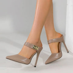 Design Metal Decoration Strap Women Pumps