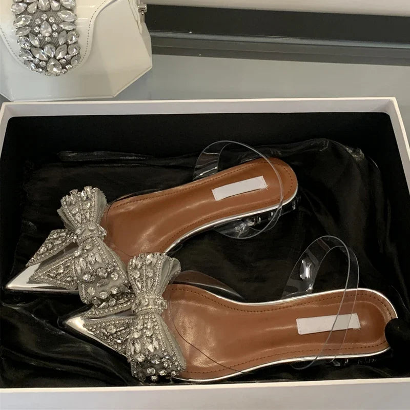 Summer Crystal Sequined Bowknot Women Pumps