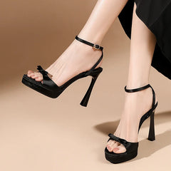 Summer Silk Butterfly Knot Open Toe Platform Sandals