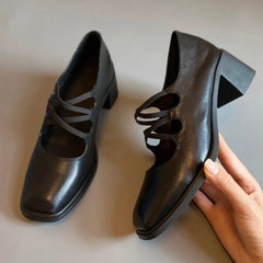 Elegant Square Toe Chunky Heel Mary Jane Shoes