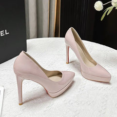 nude color waterproof platform high heels for women