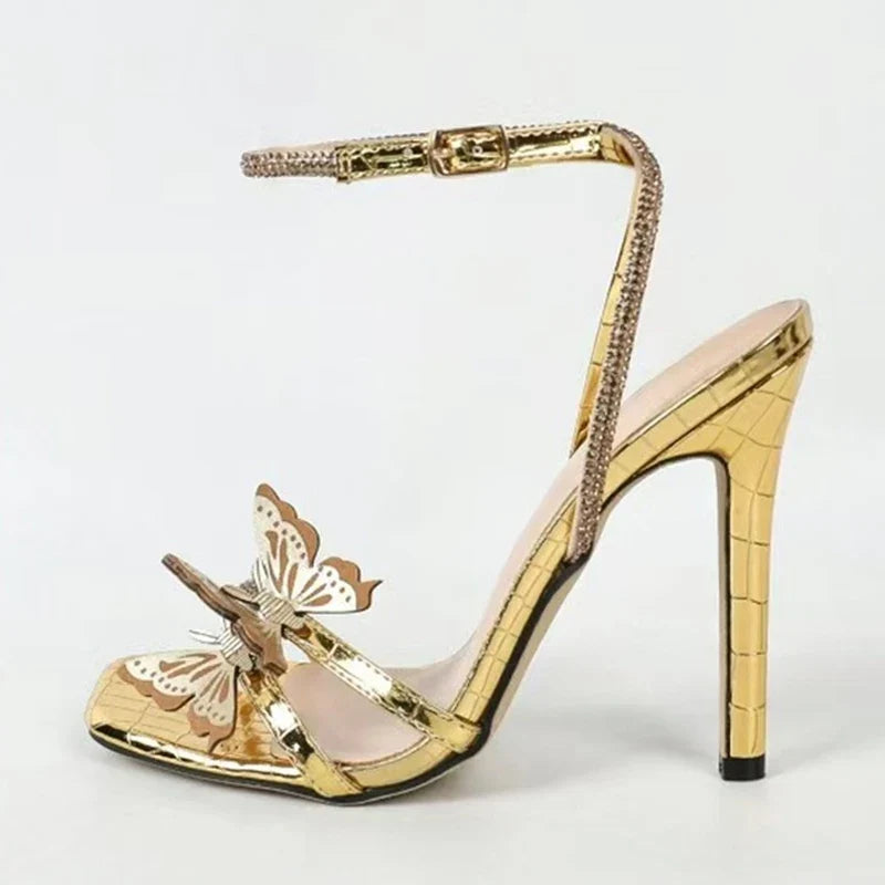 Design Crystal Rhinestone Ankle Strap Sandals
