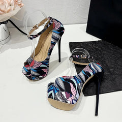 Design Hand-Painted Leather Platform Pumps