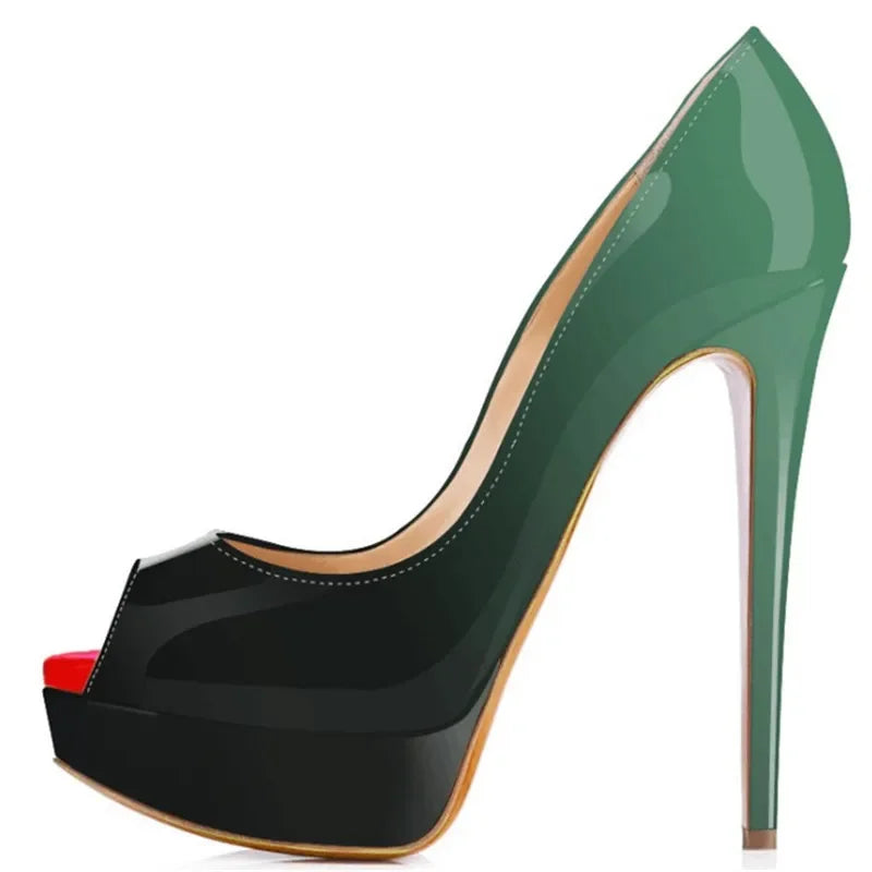 Platform Peep Toe 14cm Extremely Thin High Heels