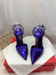 Laser Electric Red Patent Leather Hollow Out Sexy Thin Heel