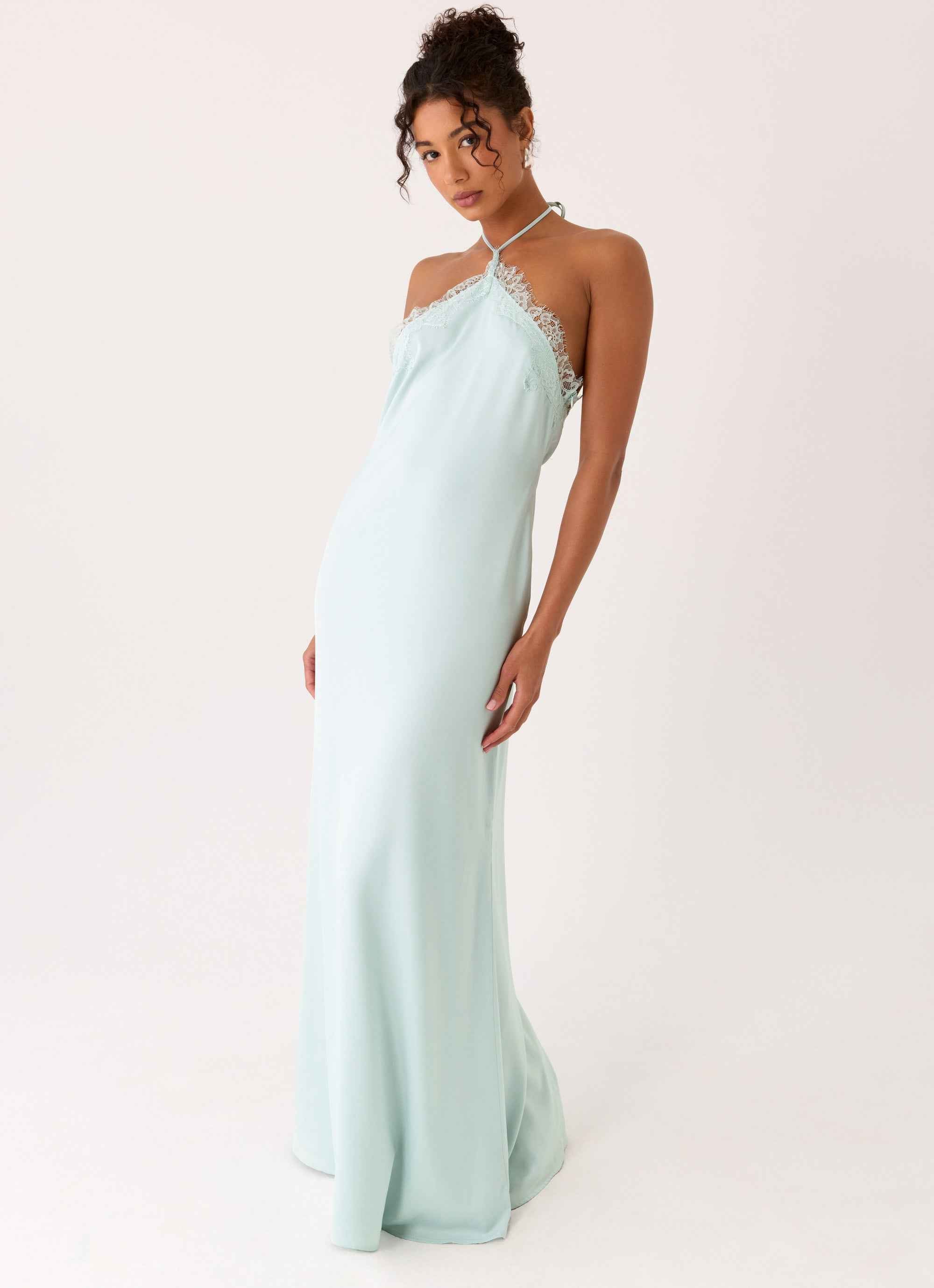 Samaria Maxi Dress - Aqua Lace Halter