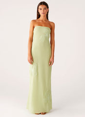 Sassafras Maxi Dress - Lime Beaded Strapless