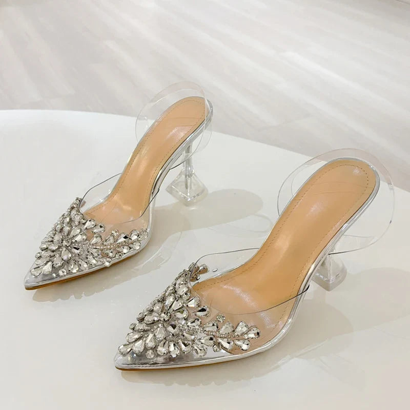 Elegant Pointed Toe Clear High Heels