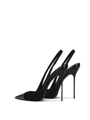 Splicing classic and versatile black pointed thin heel high-heeled shoes