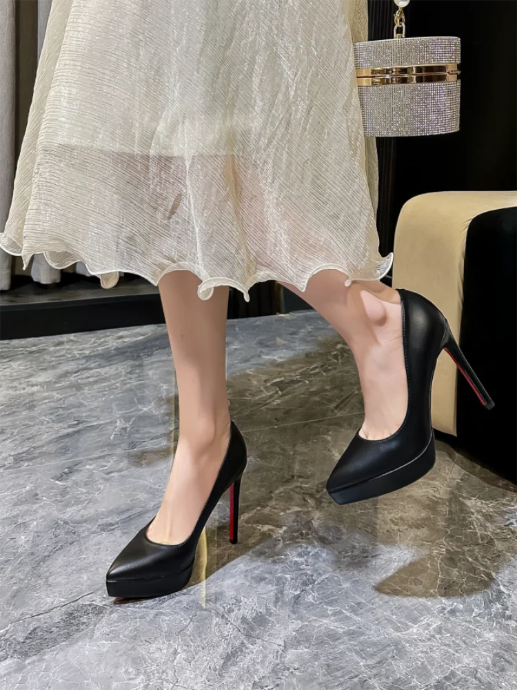 nude color waterproof platform high heels for women