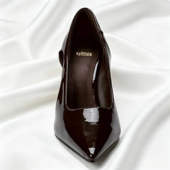 Sexy Brown Patent Leather Pointed Toe High Heels