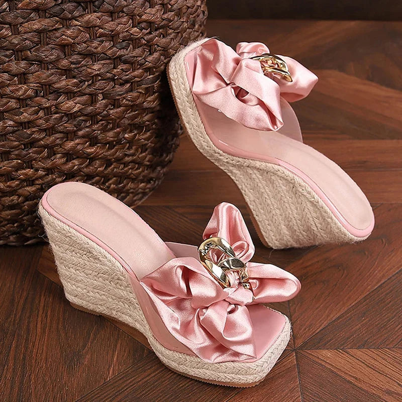 Pink Butterfly-knot Designer Sandals
