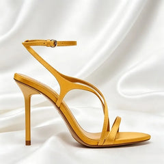 Sexy Yellow Cross Tied Heel Sandals