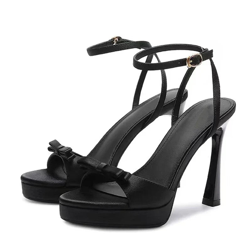Summer Silk Butterfly Knot Open Toe Platform Sandals