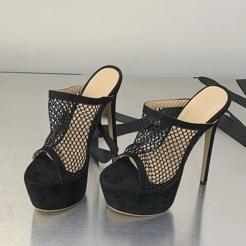 Sexy Knee High Cross Strap Lace Up Sandals