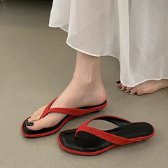 Designer Slides Shallow Square Clip Toe Low Wedge Heels