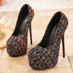 Mixed Colors Platform High Heels Party Club Stripper Shoes Sexy Round Toe Slingback Women Pumps
