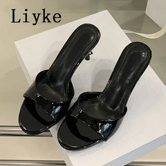 White Patent Leather Women Slippers Sandals