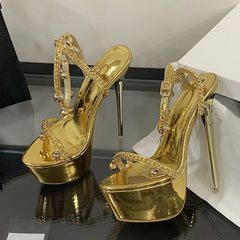 Design Heart Bell Pendants Chain Ankle Strap Women Sexy 16CM Gold Sandals