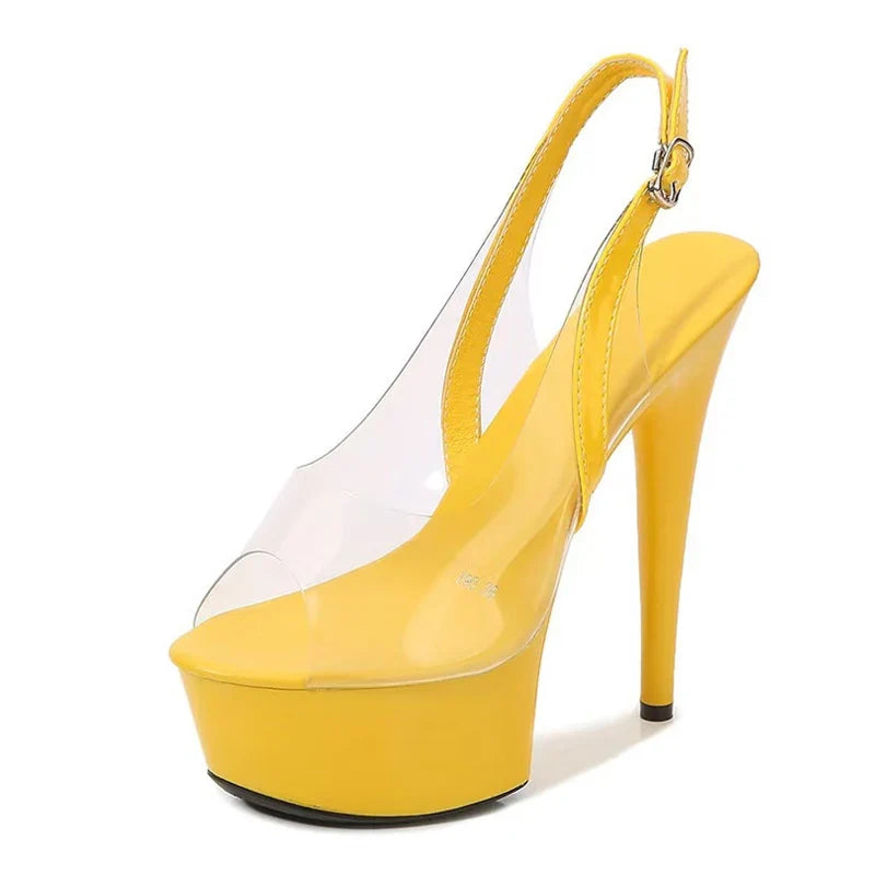 PVC Transparent Women Back Buckle Strap Sandals