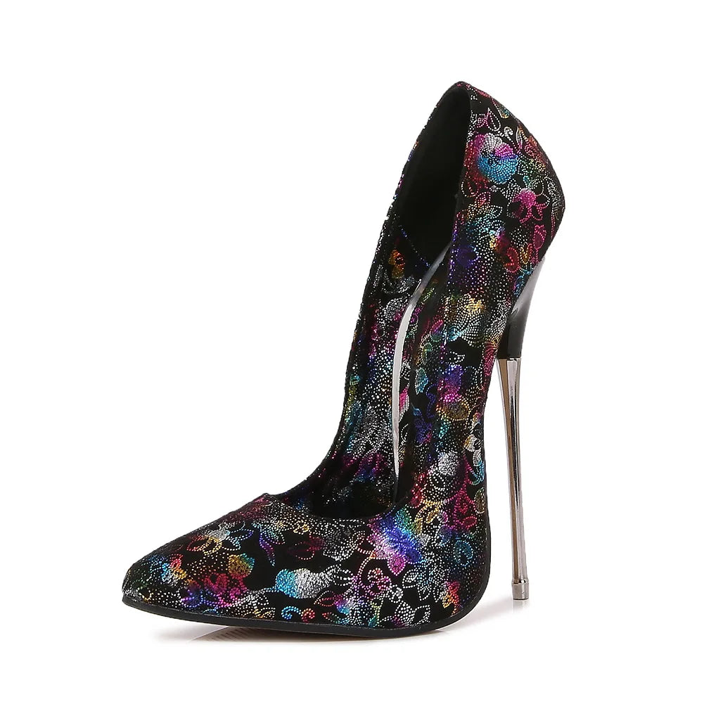 Steel heel 16cm metal slim high heels