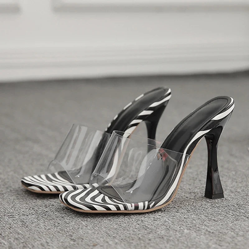 PVC Transparent Slippers 11CM Thin High Heels