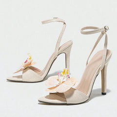 Apricot Orchid Flowers Women Ankle Strap Sandals