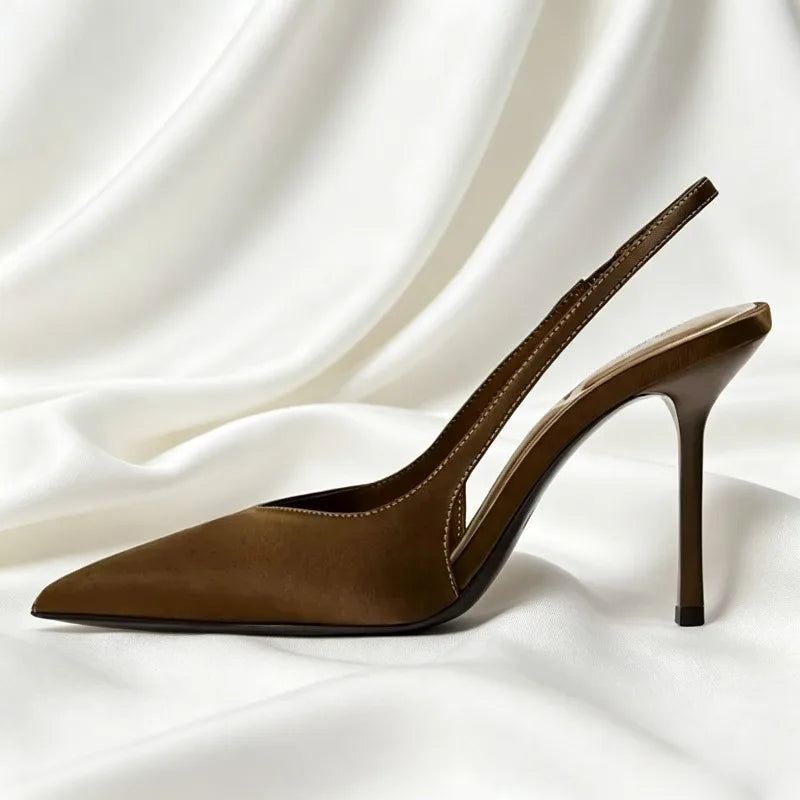Sexy Pointed Toe Back Strap Designer Pumps